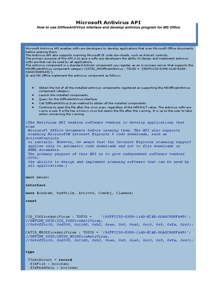 Microsoft Antivirus API | PDF | Internet Explorer | Antivirus Software