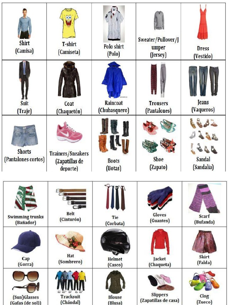 30 Ropas de Vestir en Ingles PDF