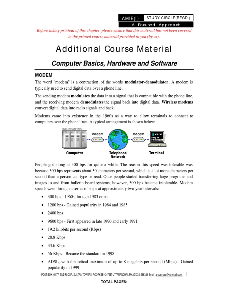 Additional Course Material: Computer Basics, Hardware and Software ...