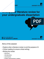 Writing Your Literature Review For Your Undergraduate Dissertation