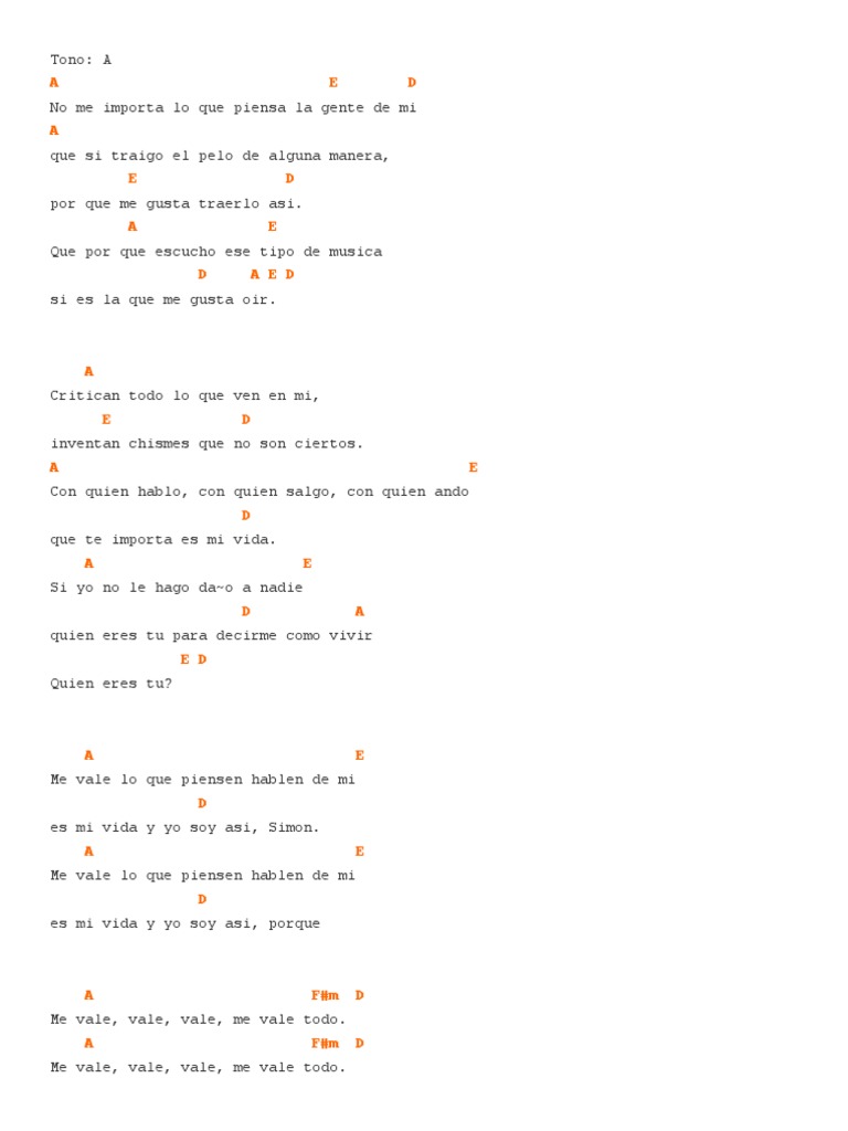 Me Vale: Letra y Acordes de Maná | PDF | Ocio