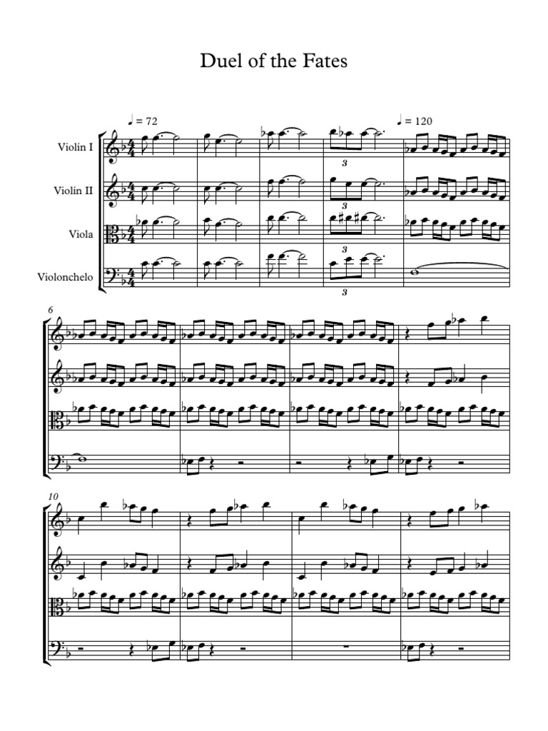 Duel of The Fates String Quartet - Partitura Completa | PDF ...