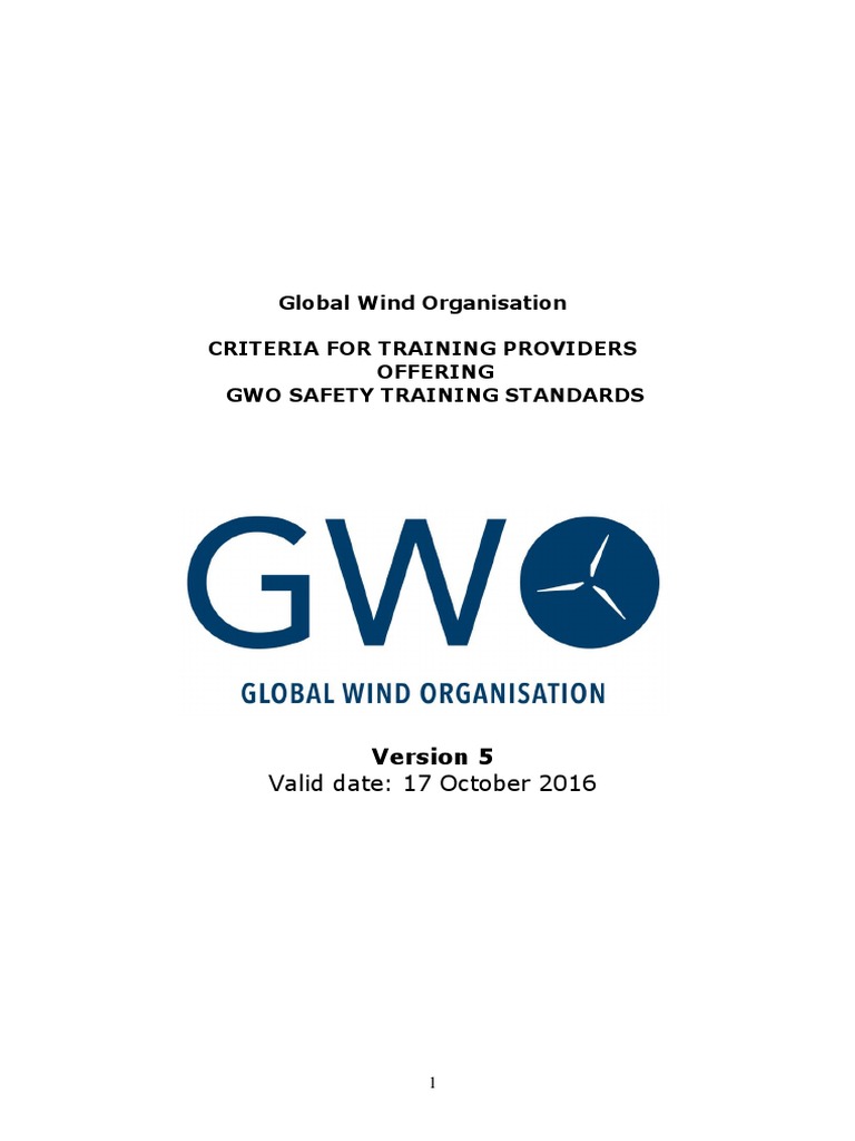 Gwo Criteria For Training Providers Version 5 September 2016pdf PDF