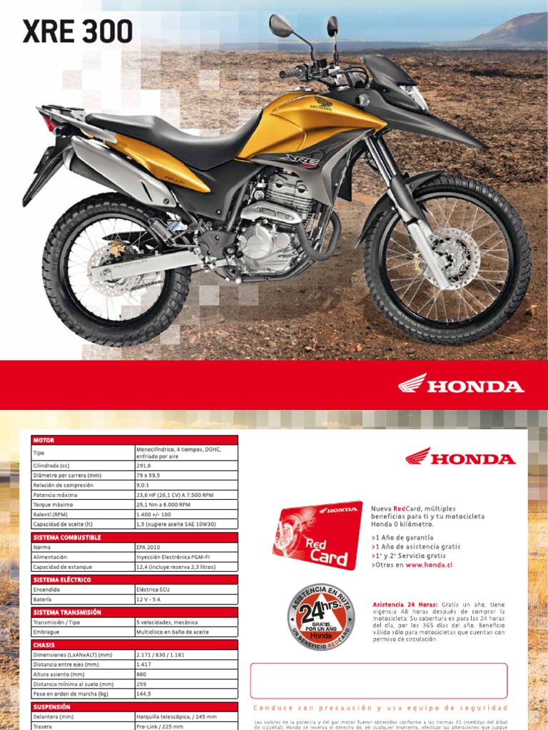 Ficha Técnica Honda XRE 300 | PDF