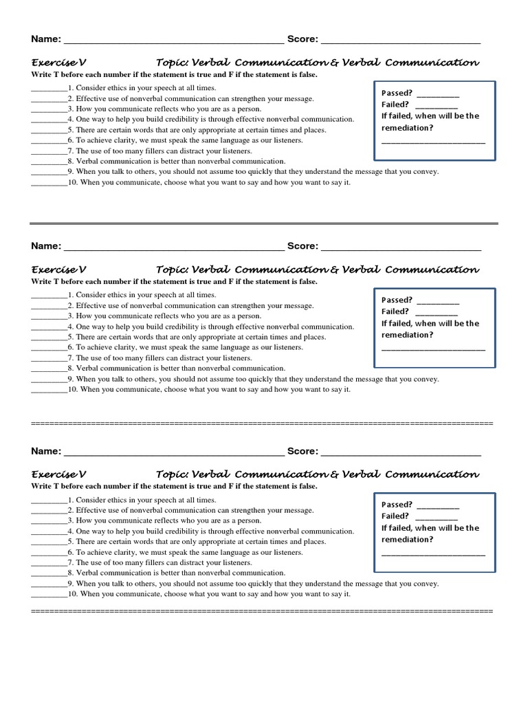 Exercise 5 Credibility Nonverbal Communication