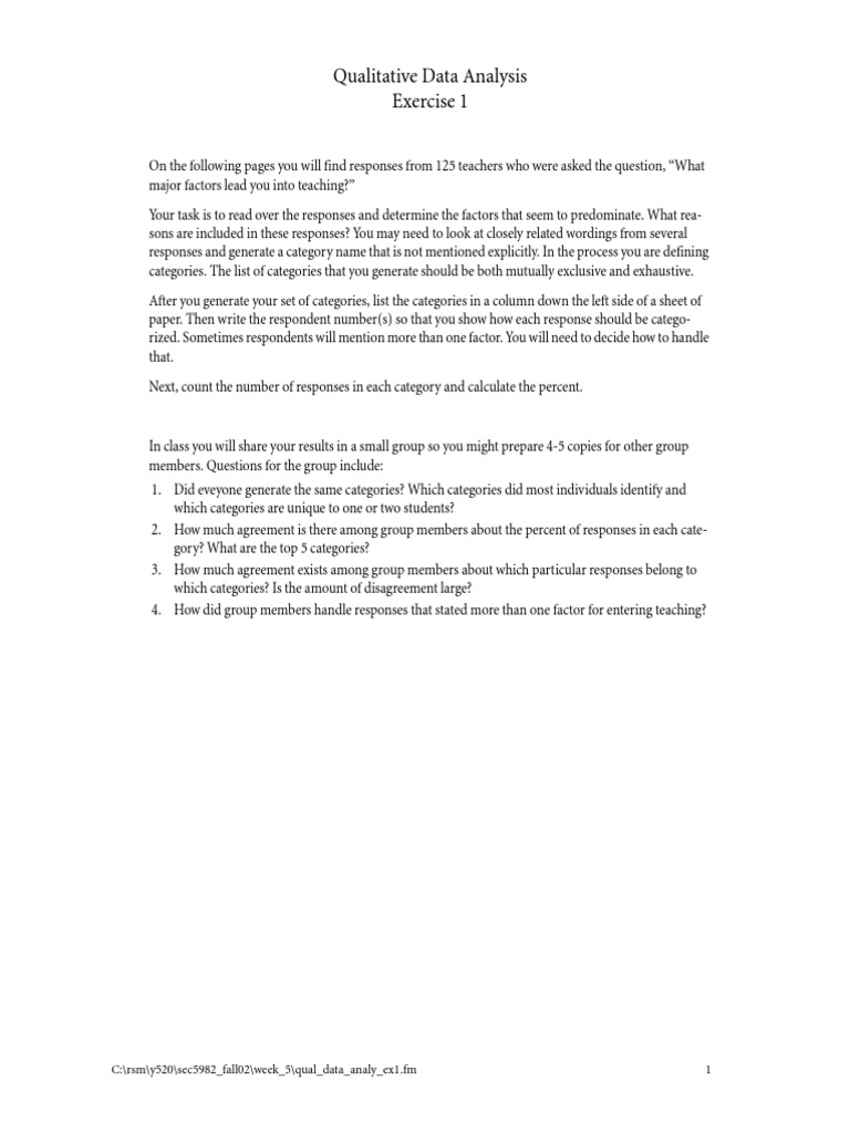 Qual Data Analysis Example | PDF | Teachers | Classroom