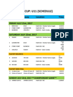 Colasanti Cup: U11 (Schedule) : # Home Away Location Time FRIDAY JULY 21st, 2017