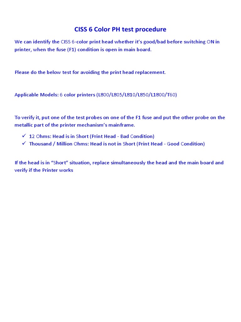 CISS 6 Color PH Test Procedure | PDF