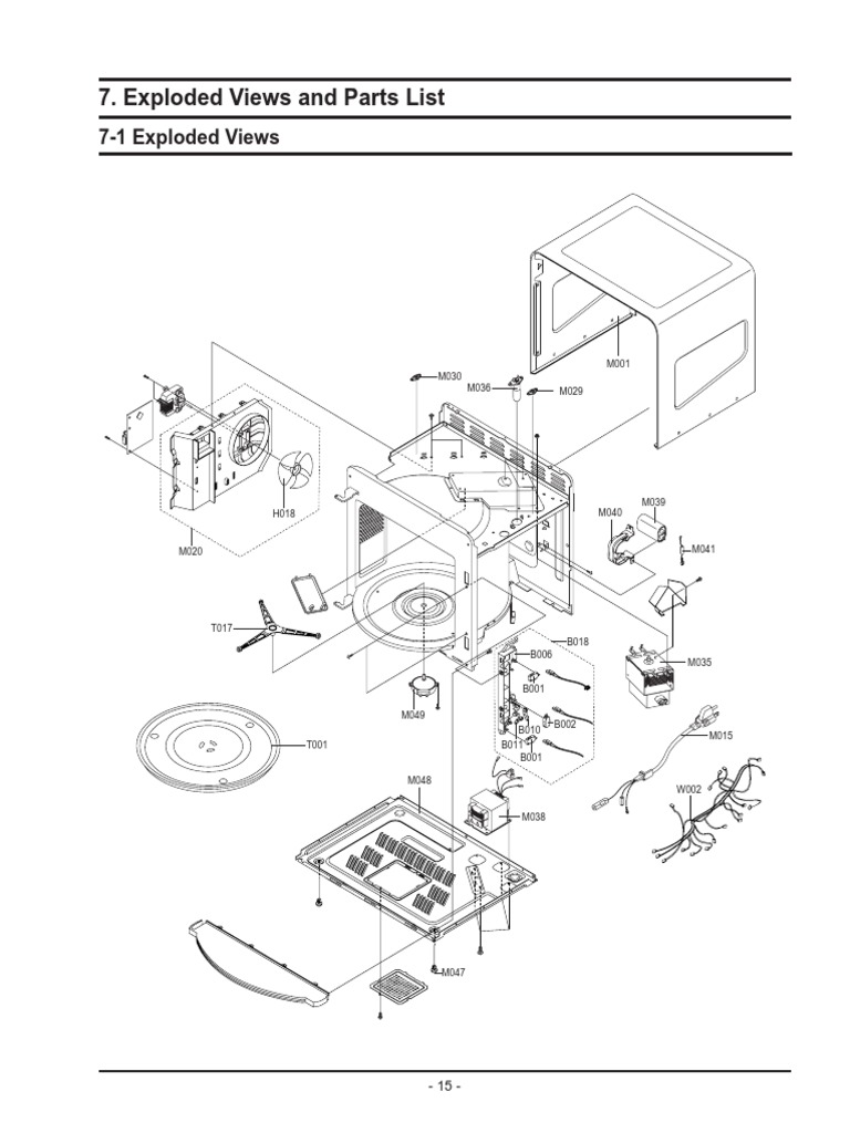 Exploded Views and Parts Lists for a Microwave Oven | PDF