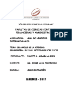 ADM. DE NEGOCIOS INTERNACIONALES - DESARROLLO DE LA ACTIVIDAD COLABORATIVA. llU Y LAS  ACTIVIDADES N°14 Y N°15..
