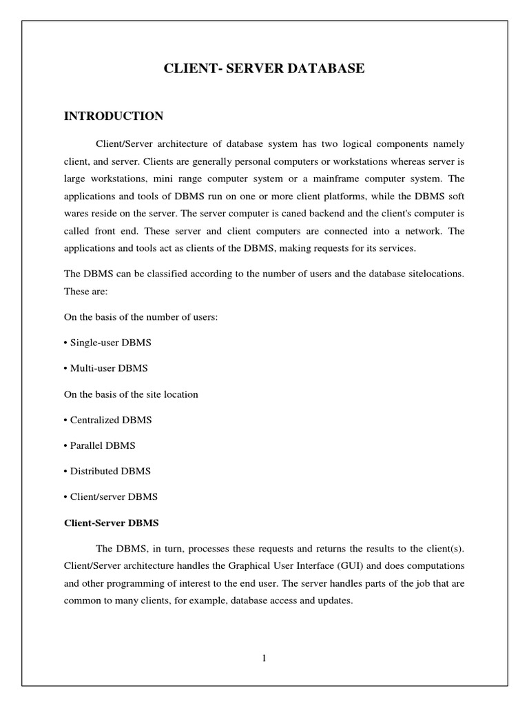 Client Server Database | PDF | Client–Server Model | Databases