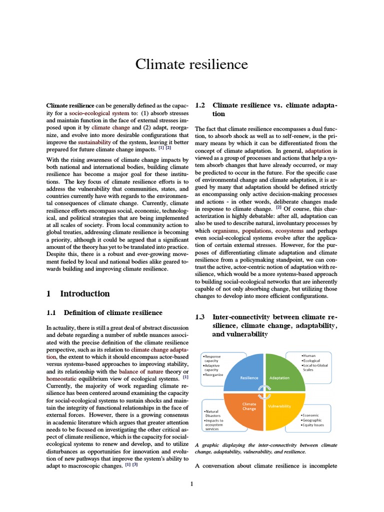 Climate Resilience Definition From Wikipedia Pdf Climate Resilience