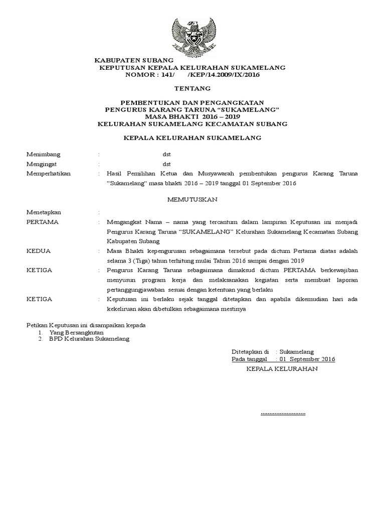Contoh Sk Karang Taruna 2019 Masnurul