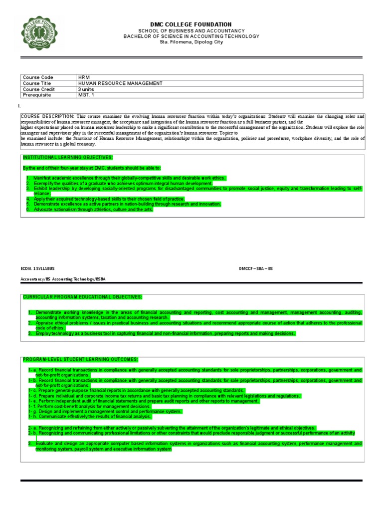 Hrm Syllabus Human Resource Management Performance Appraisal