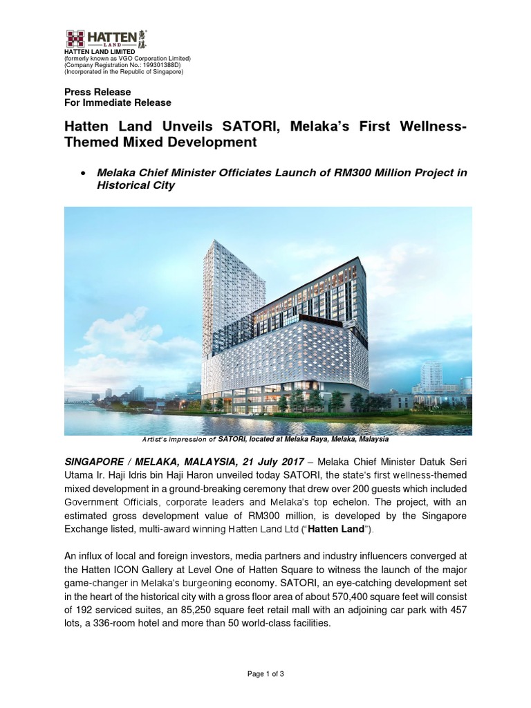 SATORI Wellness Development Launch | PDF | Singapore | World Politics