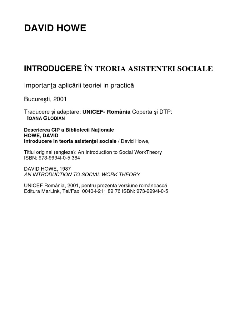 David Howe - Introducere in Teoria Asistentei Sociale | PDF
