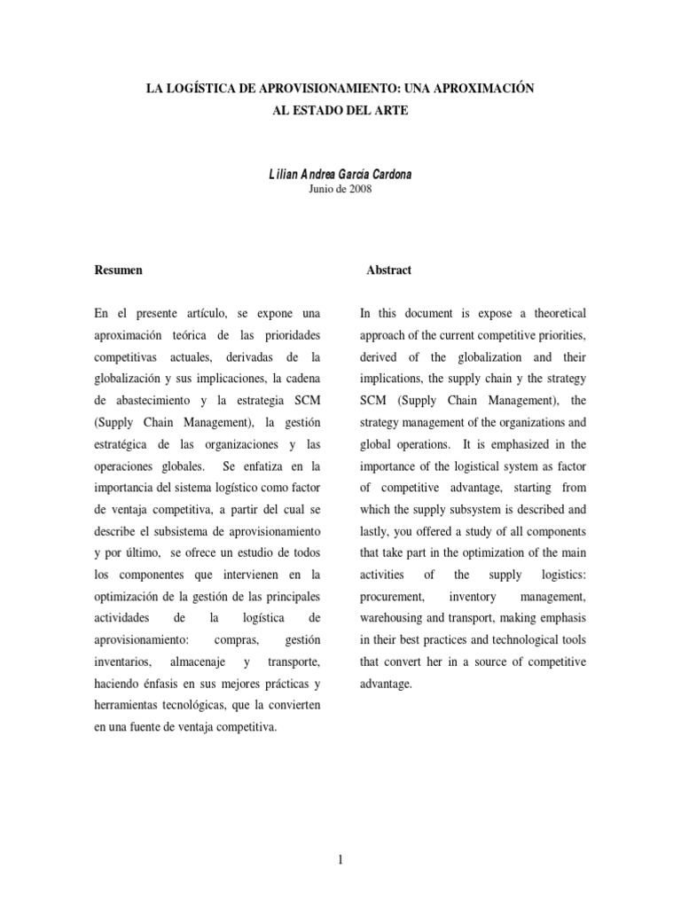 Logística de Aprovisionamiento Efectiva | PDF | Logística | Comercio ...
