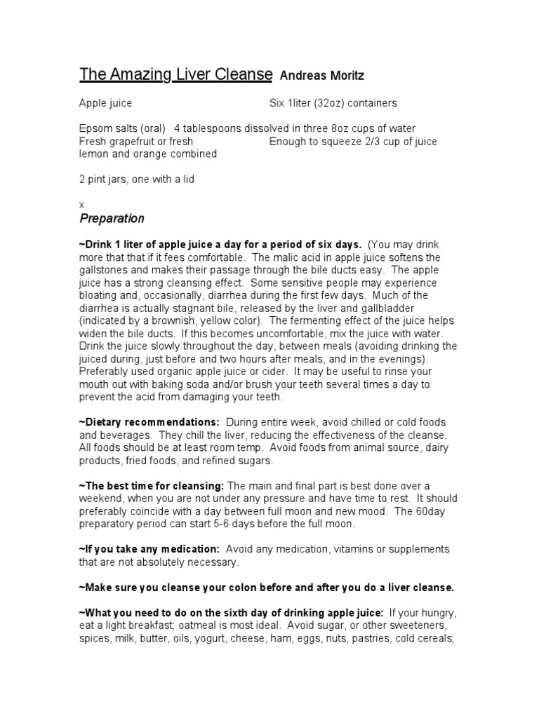 Liver Cleanse Andreas Moritz PDF PDF Juice Diet & Nutrition