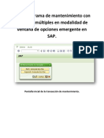 Crear Programa de Mantenimiento Con Opciones Múltiples en Modalidad de Ventana de Opciones Emergente en SAP