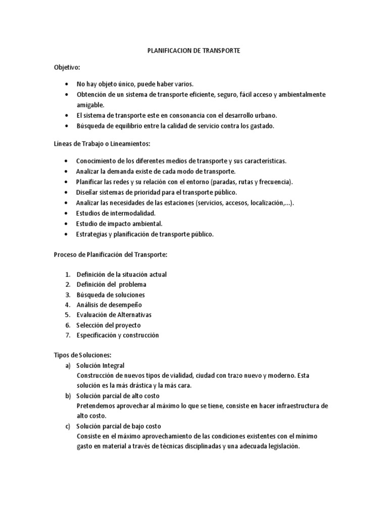 Informe Planificacion de Transporte - Transportes | PDF | Transporte ...