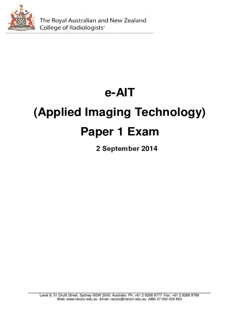 AIT Paper 1 - September 2014 | PDF | Mammography | Medical Imaging