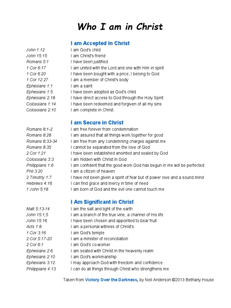 Who I Am in Christ | Download Free PDF | Epistle To The Colossians | Jesus