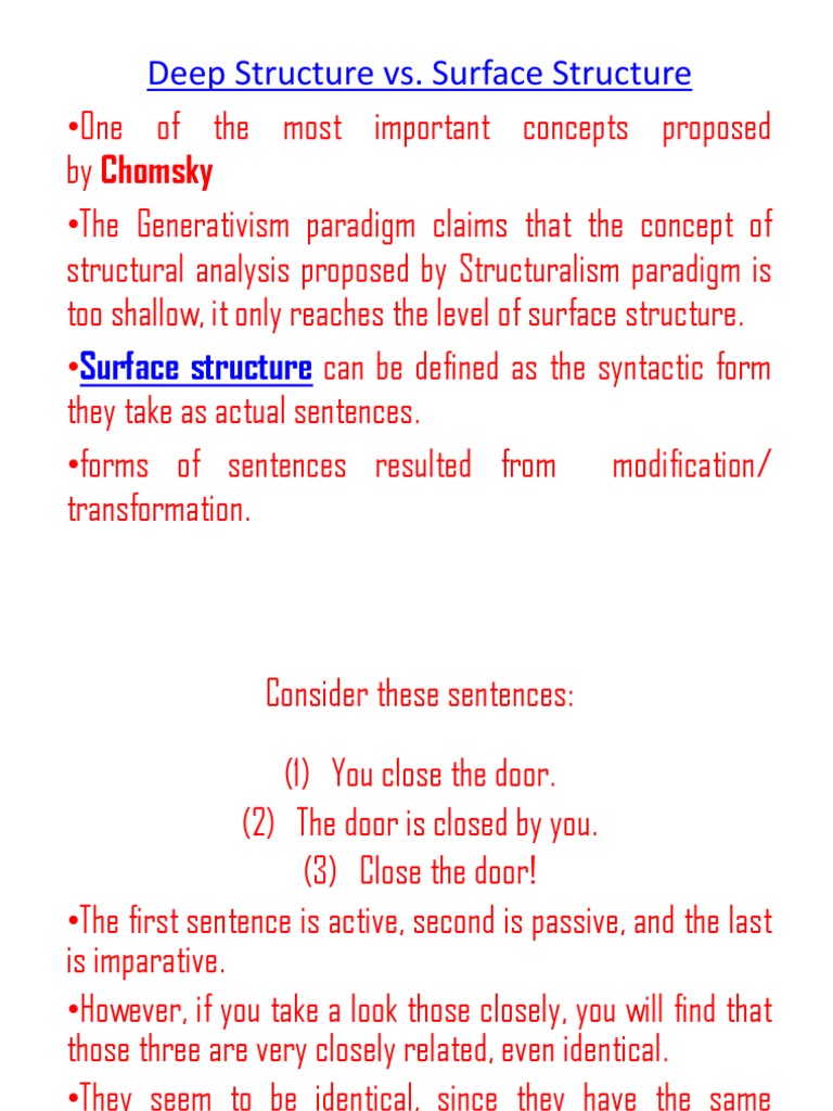 Deep vs Surface Structure Explained | PDF