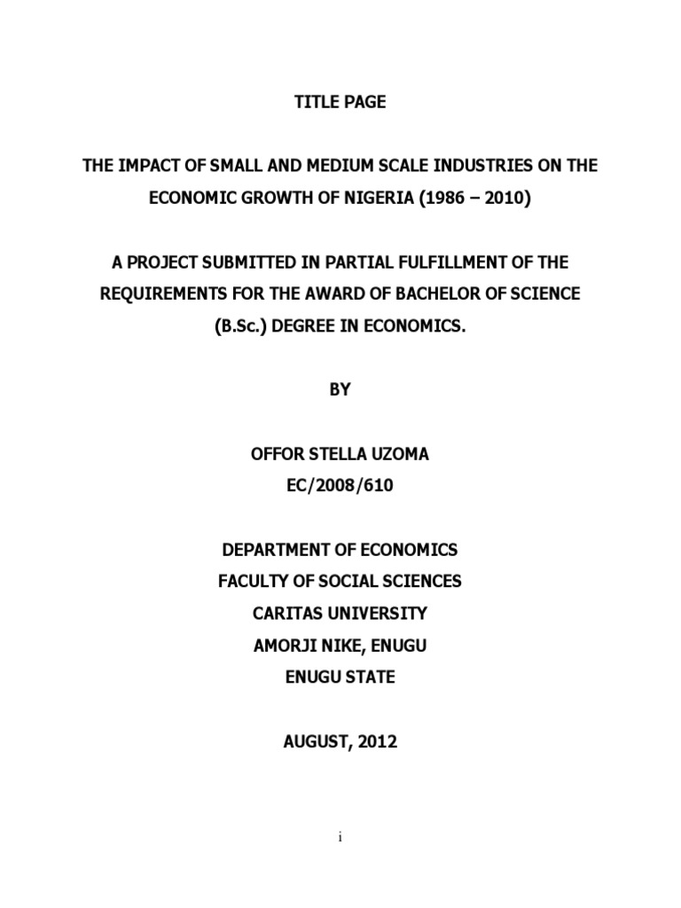 The Impact of Small and Medium Scale Industries On The Economic Growth ...