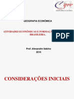 Atividades Econômicas e Formação Territorial Brasileira