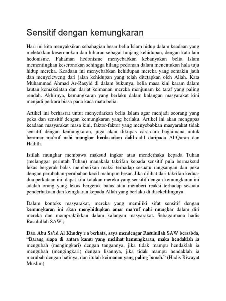 Sensitif Dengan Kemungkaran Pdf