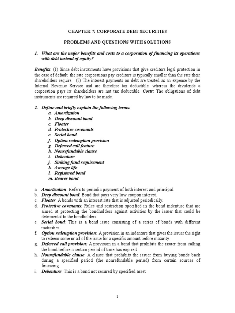 Chapter 7 Solutions Doc Bonds Finance Sinking Fund