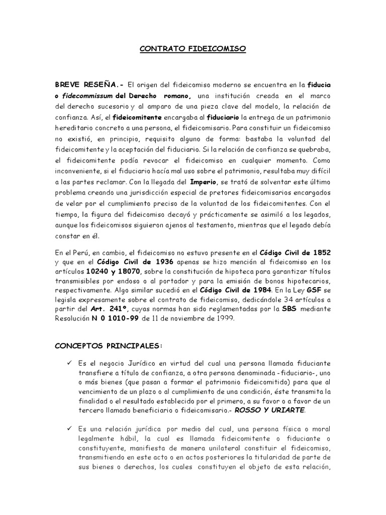 Contrato Fideicomiso | PDF | Ley de fideicomiso | Ley común