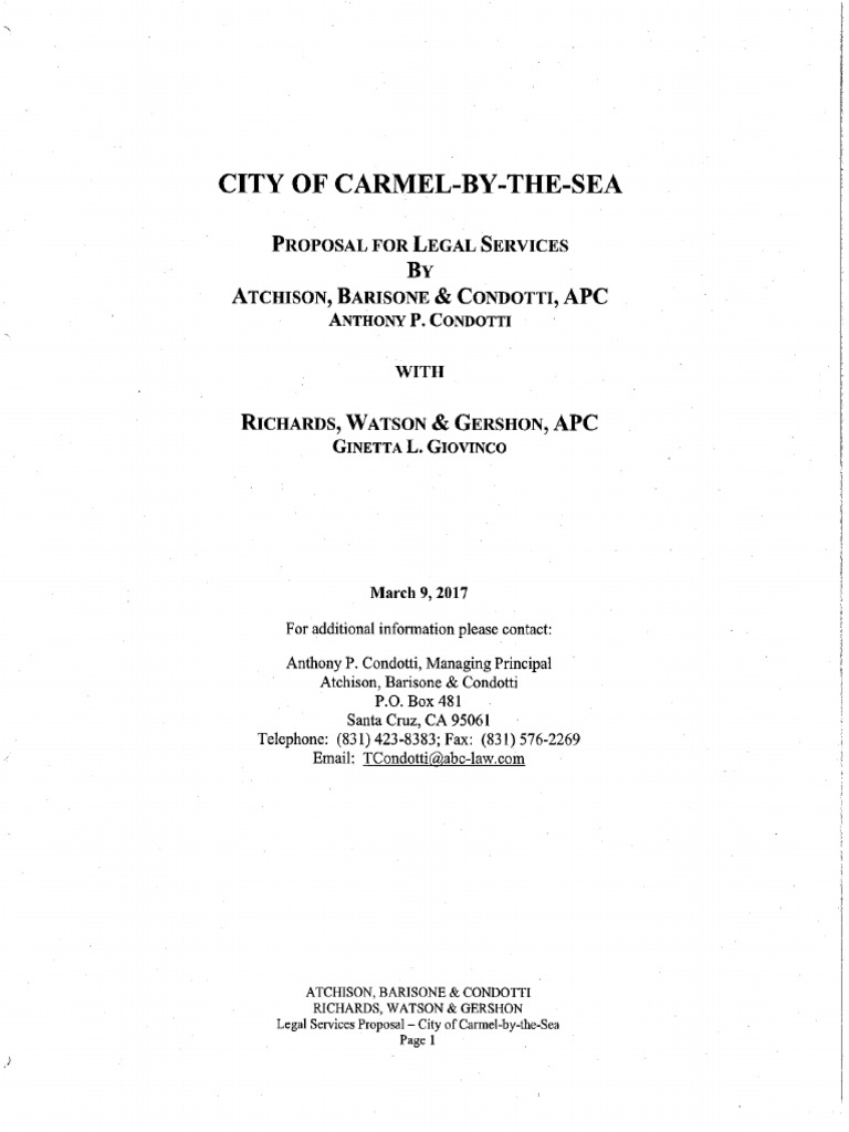 Atchison, Barisone & Condotti, APC Proposal PDF Lawyer Employment