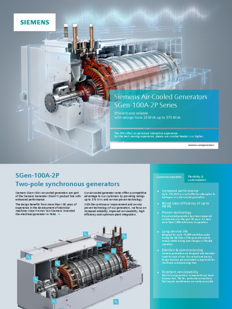Siemens SGen-100A-2P Air-Cooled Generators | PDF | Electric Generator ...