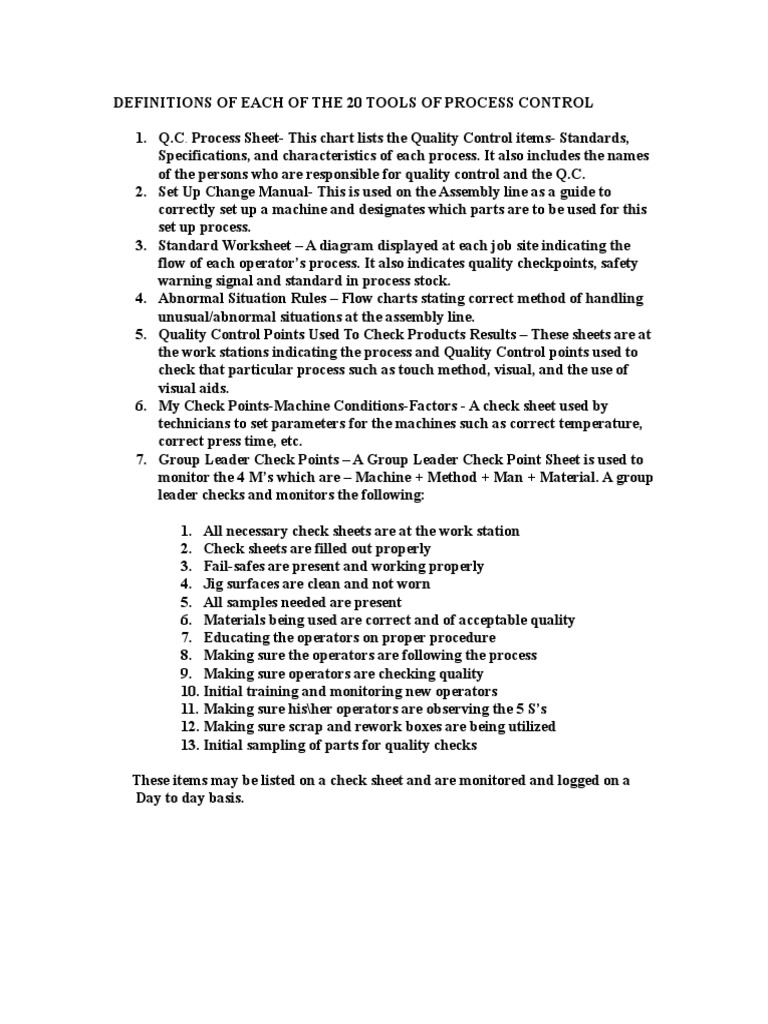 Process Control Tools Overview | PDF | Production And Manufacturing ...