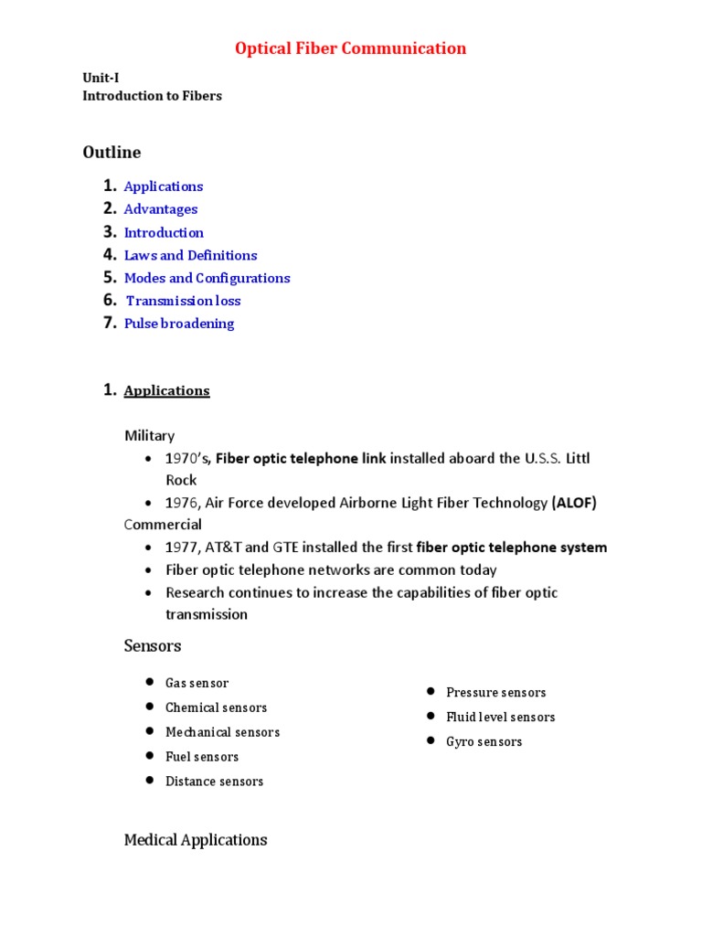 Introduction to Optical Fiber Communication | PDF | Dispersion (Optics ...