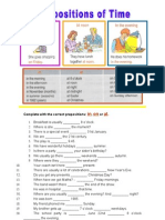 Prepositions of Time - Worksheet - 7th Grade