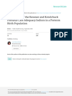 Application of The Kessner and Kotelchuck Prenatal Care Adequacy Indices in A Preterm Birth Population