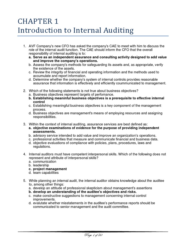 Multiple Choice - Audit Internal - Reding | PDF | Internal Audit ...