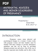 Antenatal Advices and Minor Disorders of Pregnancy