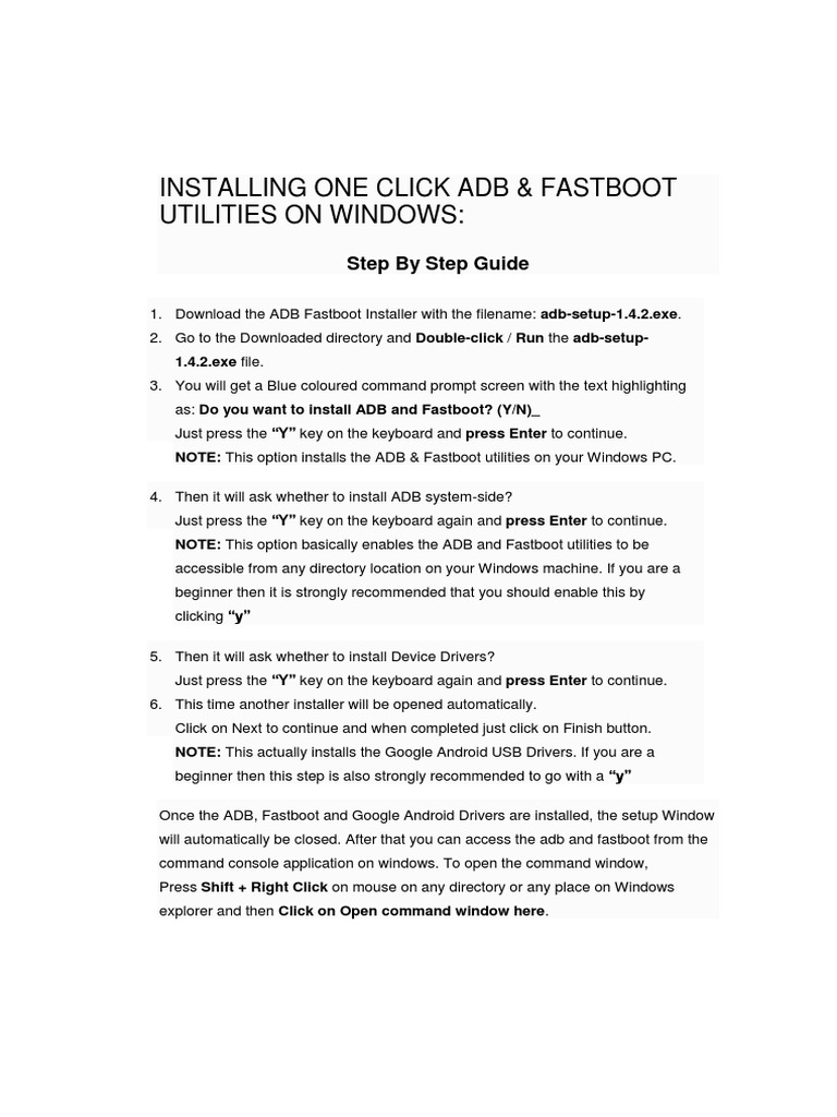 One-Click ADB & Fastboot Installation Guide | PDF | Booting | Android ...