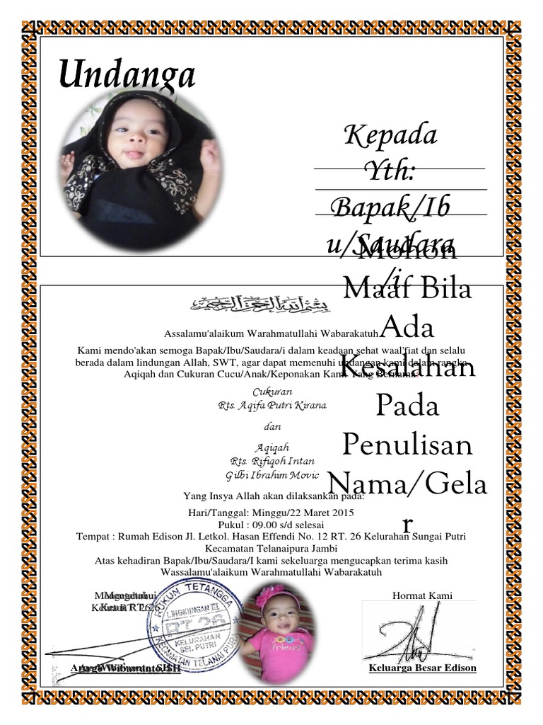Undangan Cukuran Anak Elek