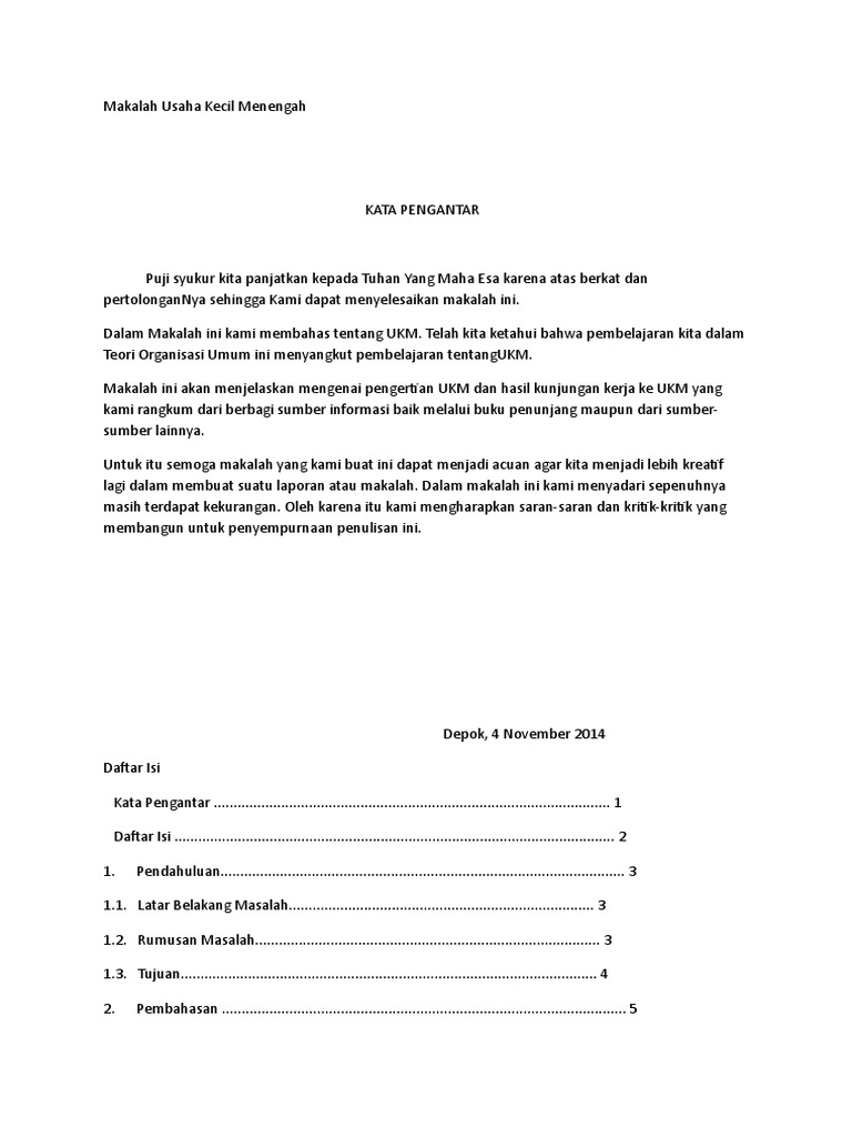 Makalah Usaha Kecil Menengah