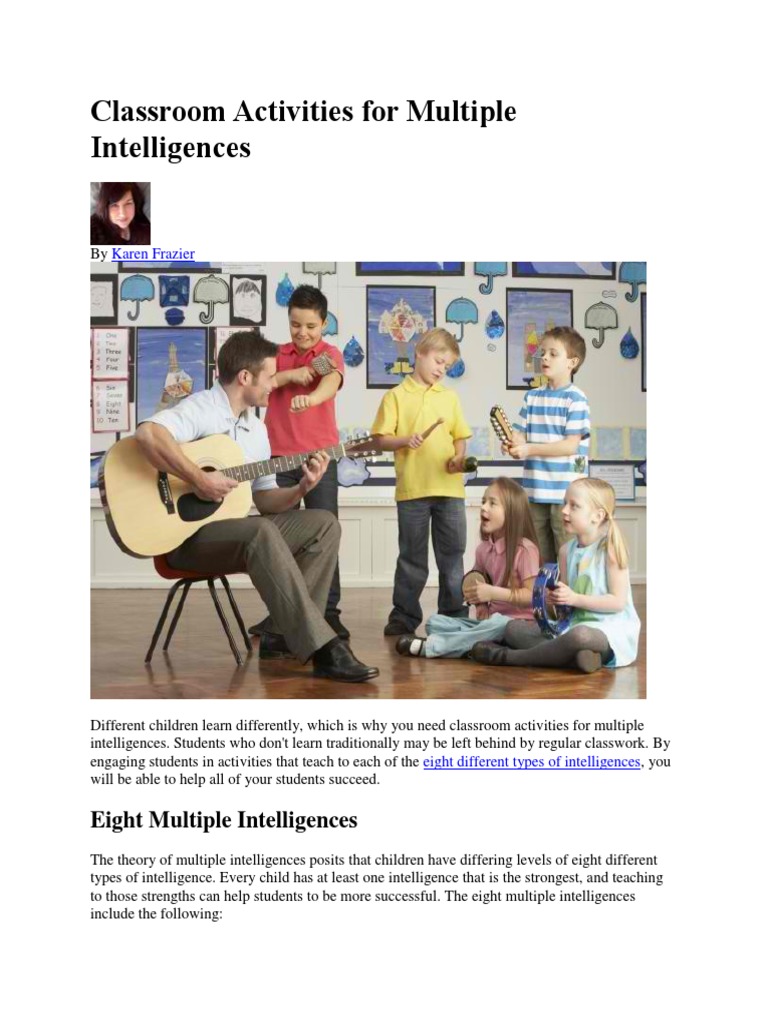 Classroom Activities For Multiple Intelligences PDF Intelligence