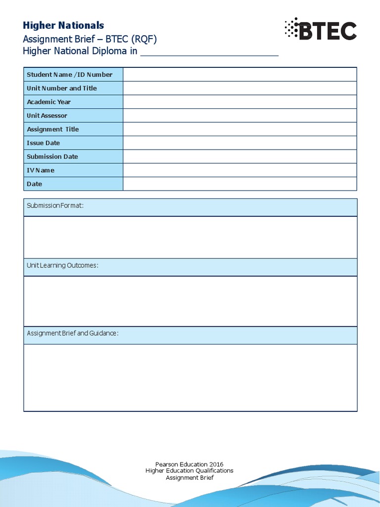 BTEC Assignment Brief Template | PDF