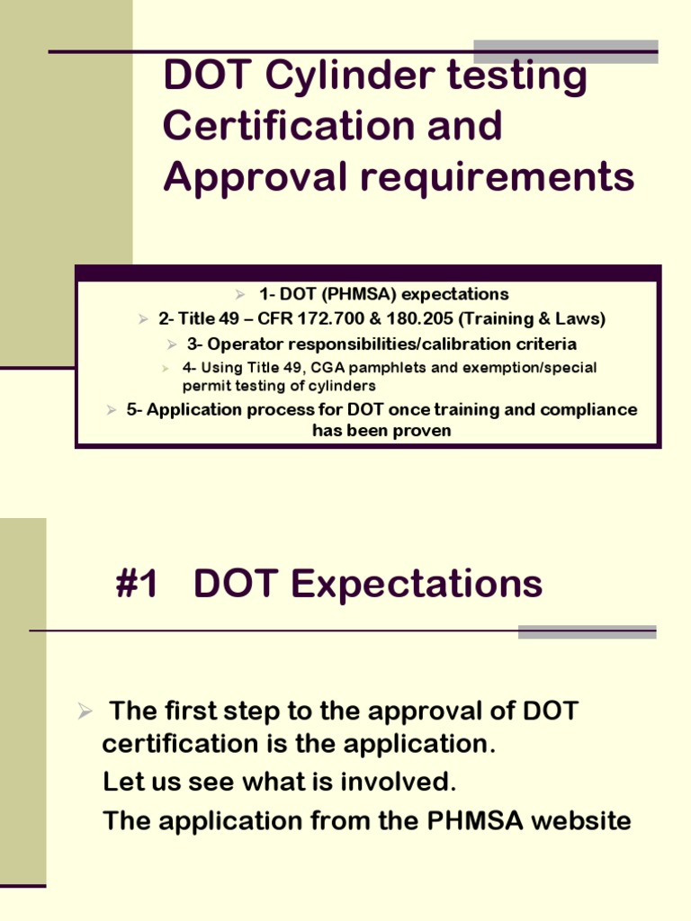 DOT Cylinder Testing Certification Guide | PDF | Calibration ...