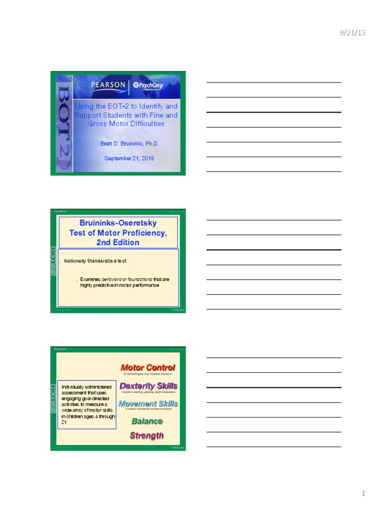 BOT-2 Assessment for Motor Skills | PDF | Nervous System | Cognition