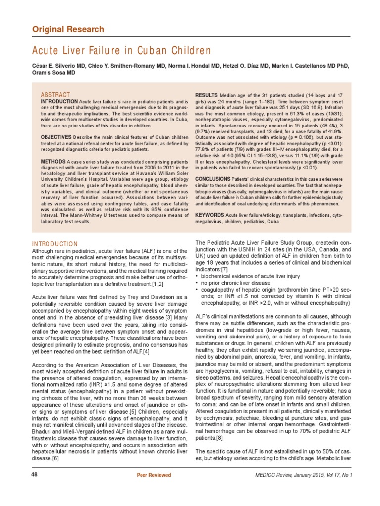 Acute Liver Failure in Cuban Children | PDF | Hepatitis | Liver