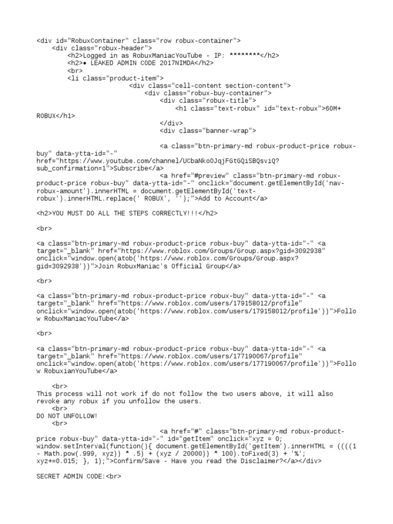 Leaked Admin Code 2017 By Robuxmaniac Computing Technology - you bought admin roblox