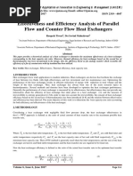 Effectiveness and Efficiency Analysis of Parallel Flow and Counter Flow Heat Exchangers